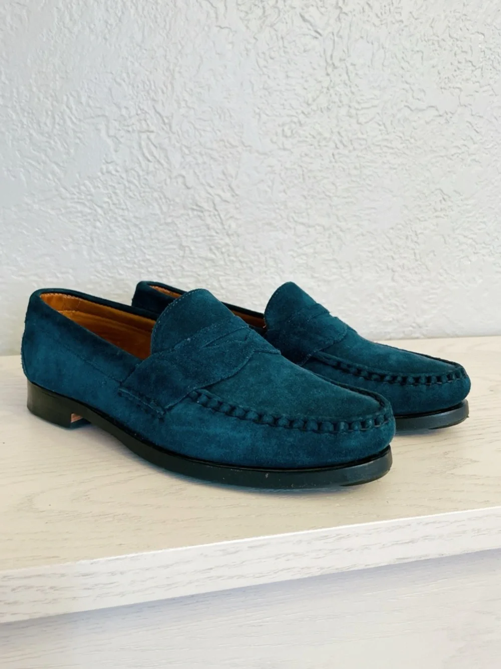 Allen Edmonds Cavanaugh Navy Suede Penny Loafers Men’s 8.5 Resoled USA Made